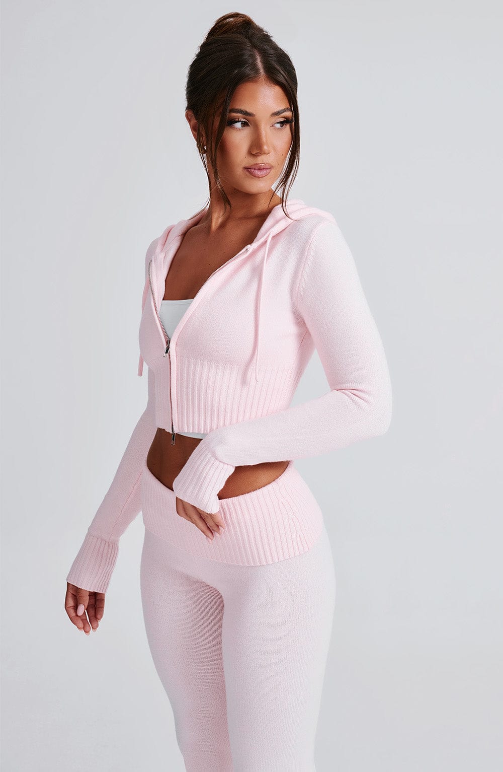 Portia Knit Hoodie – Pink