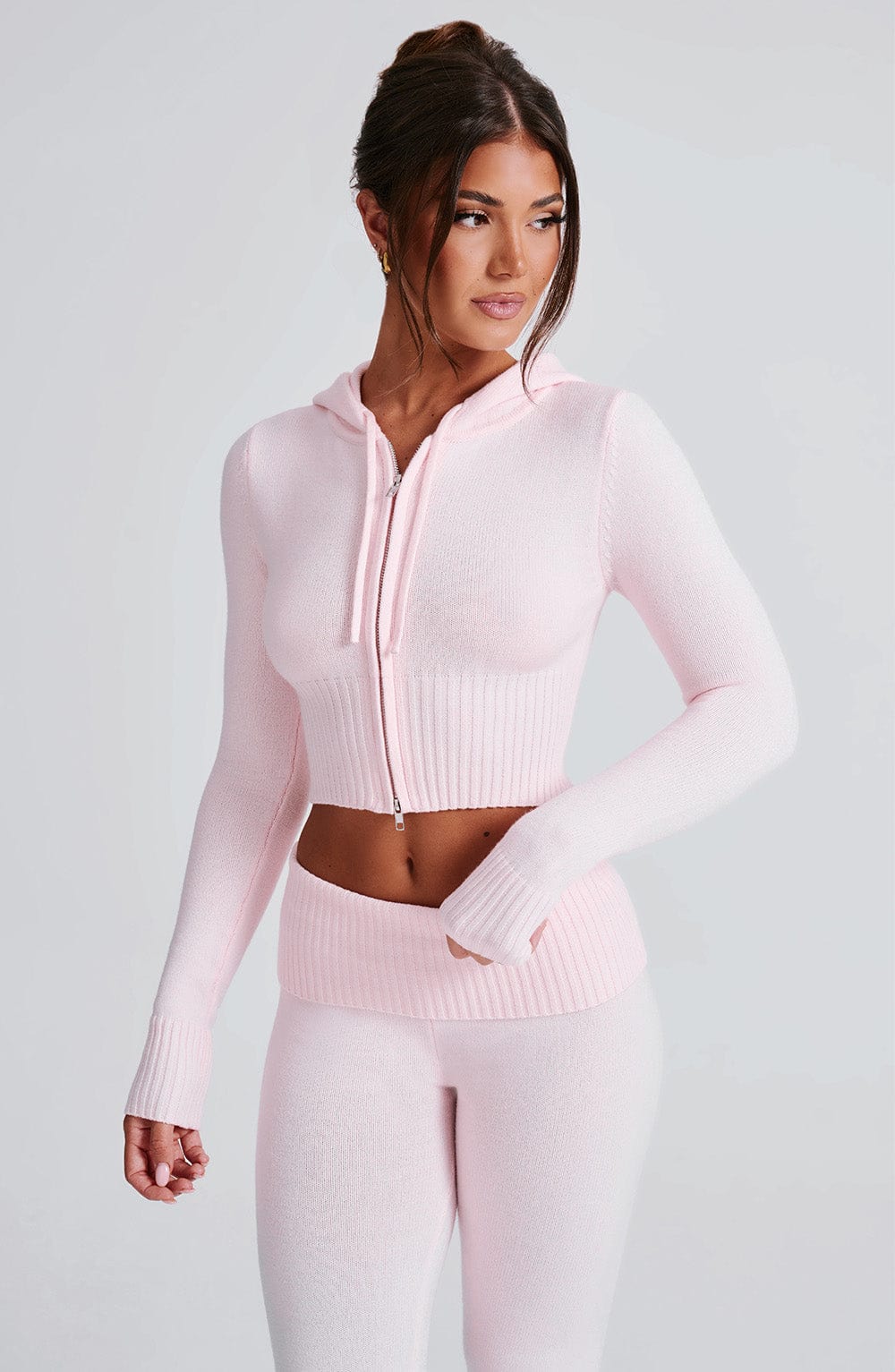 Portia Knit Hoodie – Pink