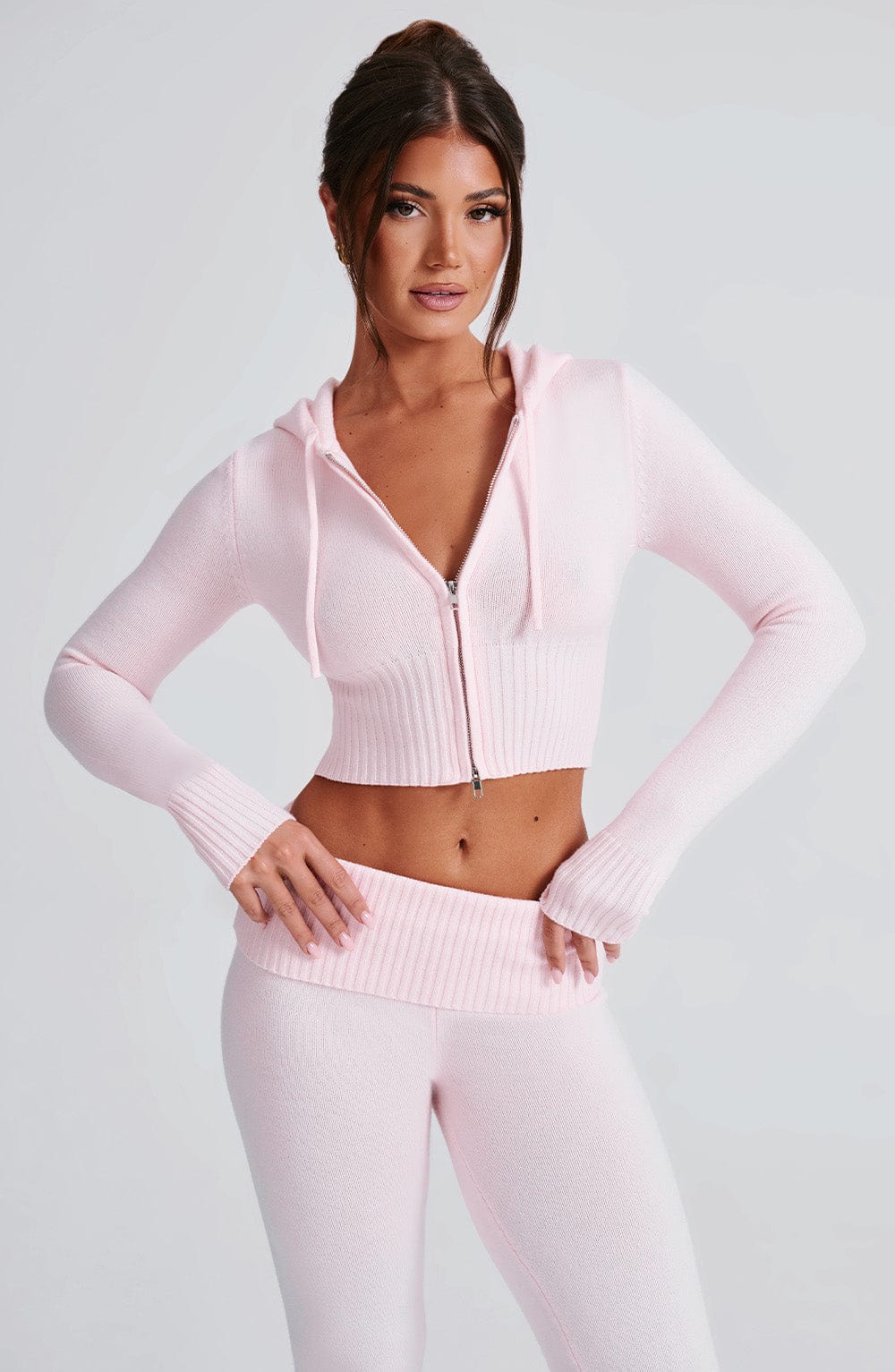 Portia Knit Hoodie – Pink