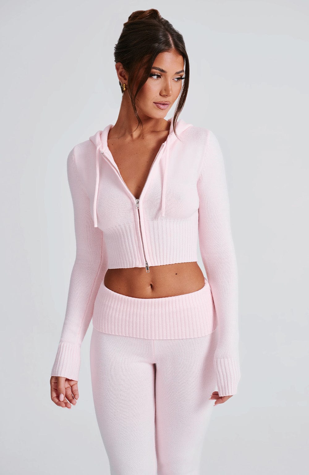 Portia Knit Hoodie – Pink