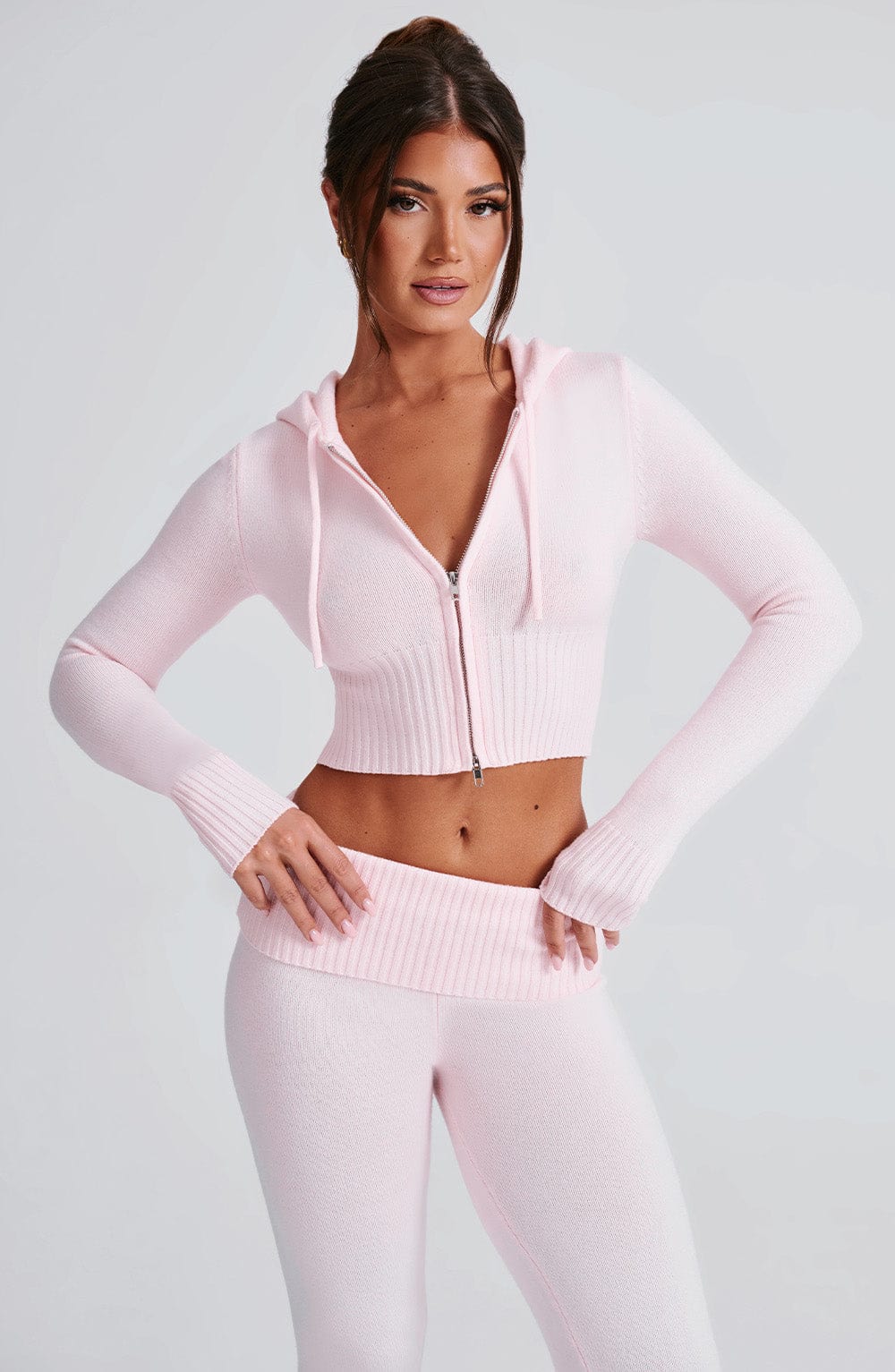 Portia Knit Hoodie – Pink