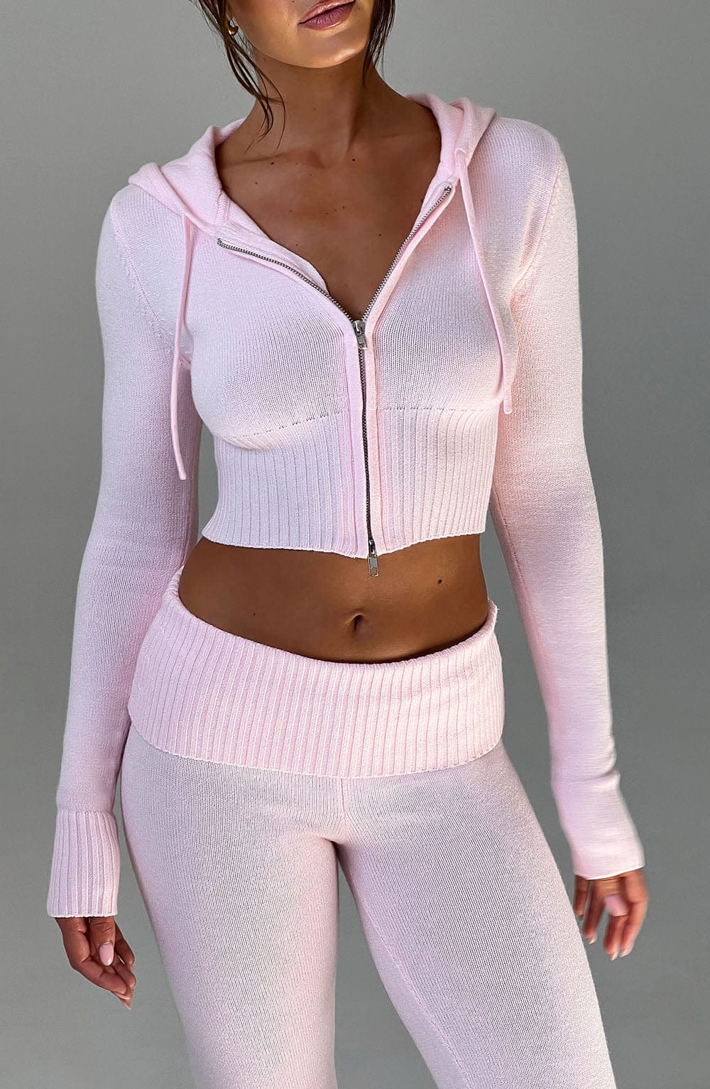 Portia Knit Hoodie – Pink