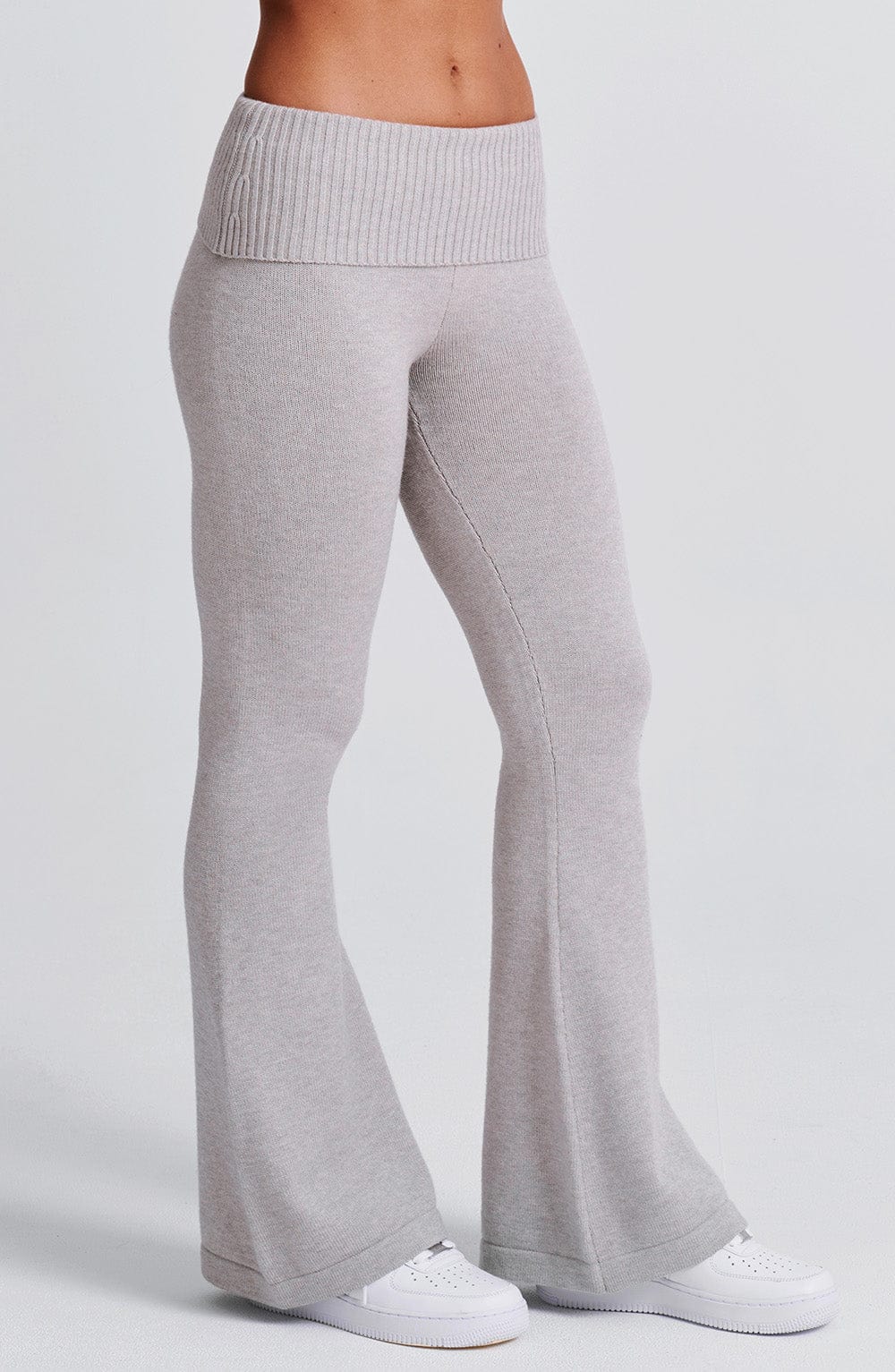 Portia Knit Pants – Light Grey Marl