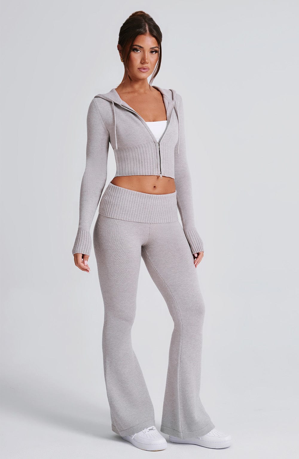 Portia Knit Pants – Light Grey Marl