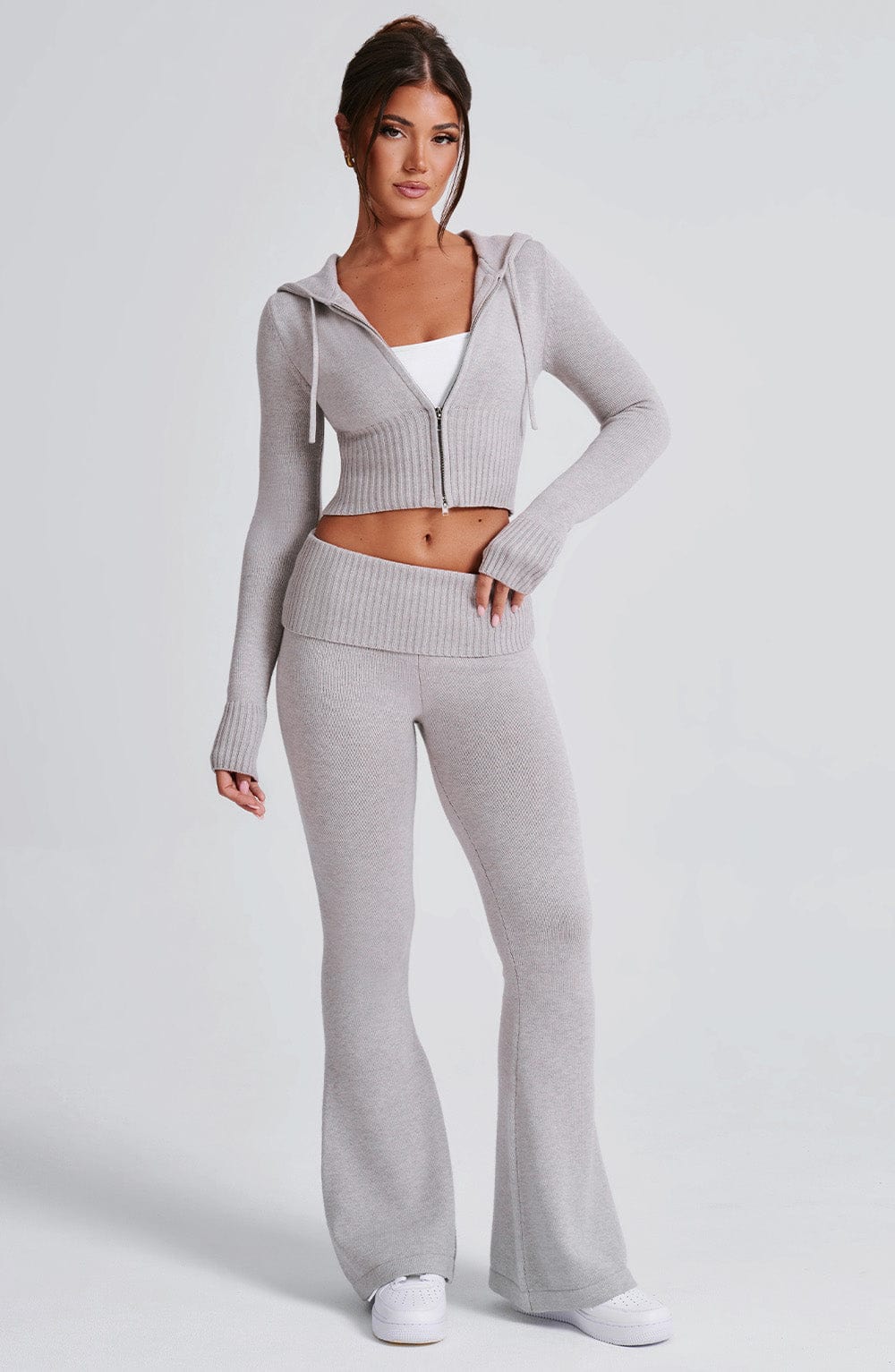 Portia Knit Pants – Light Grey Marl