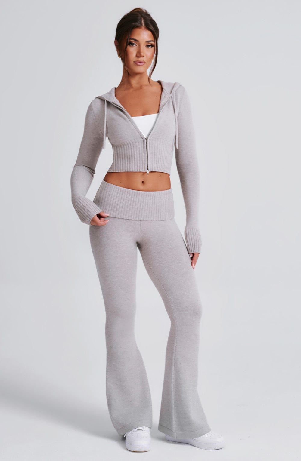 Portia Knit Pants – Light Grey Marl