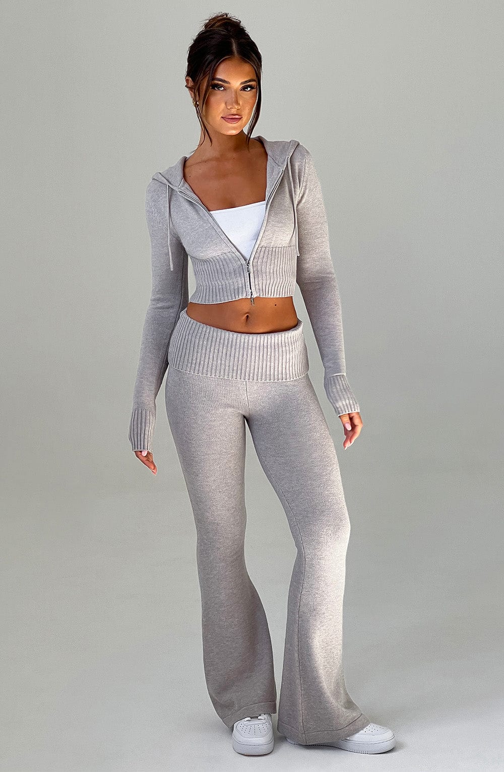 Portia Knit Pants – Light Grey Marl