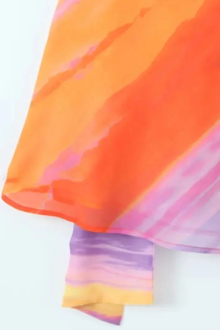 Women's Orange Ombre Halter Mini Dress