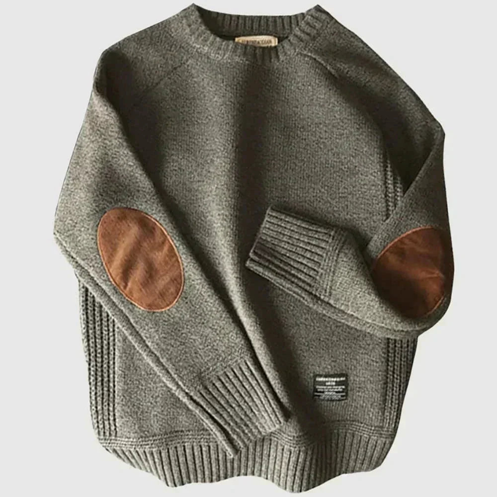 Men's Elbow Patch Crewneck Sweater