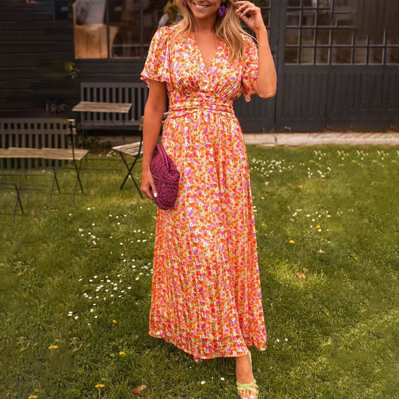 V-Neck Midi Dress