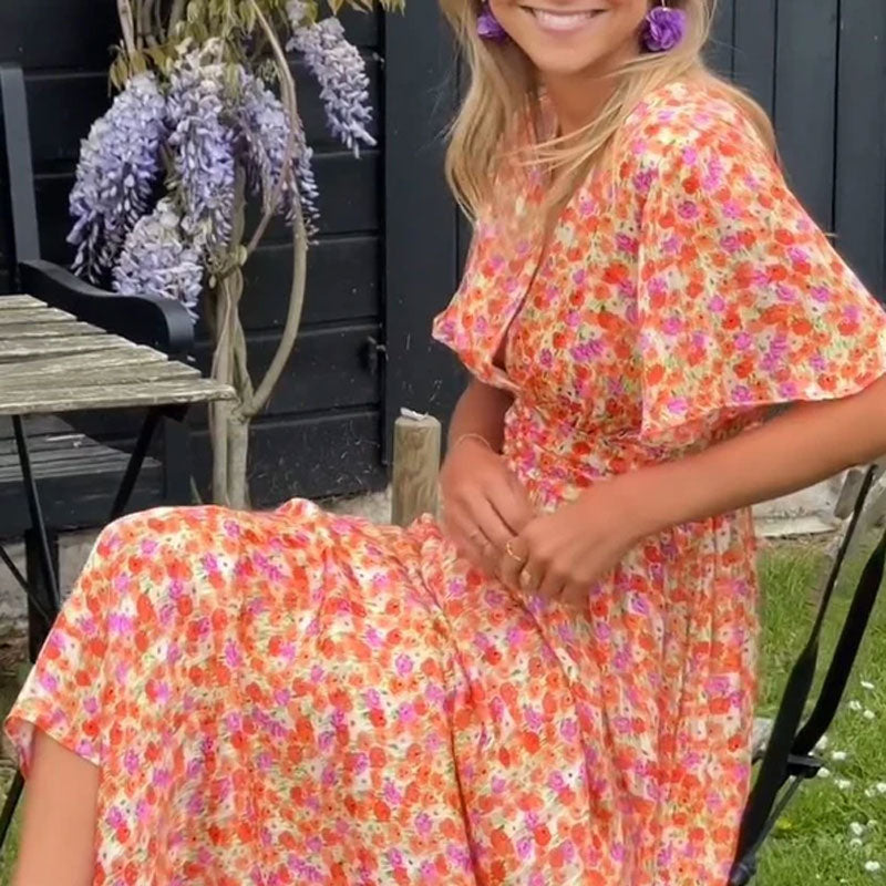 V-Neck Midi Dress