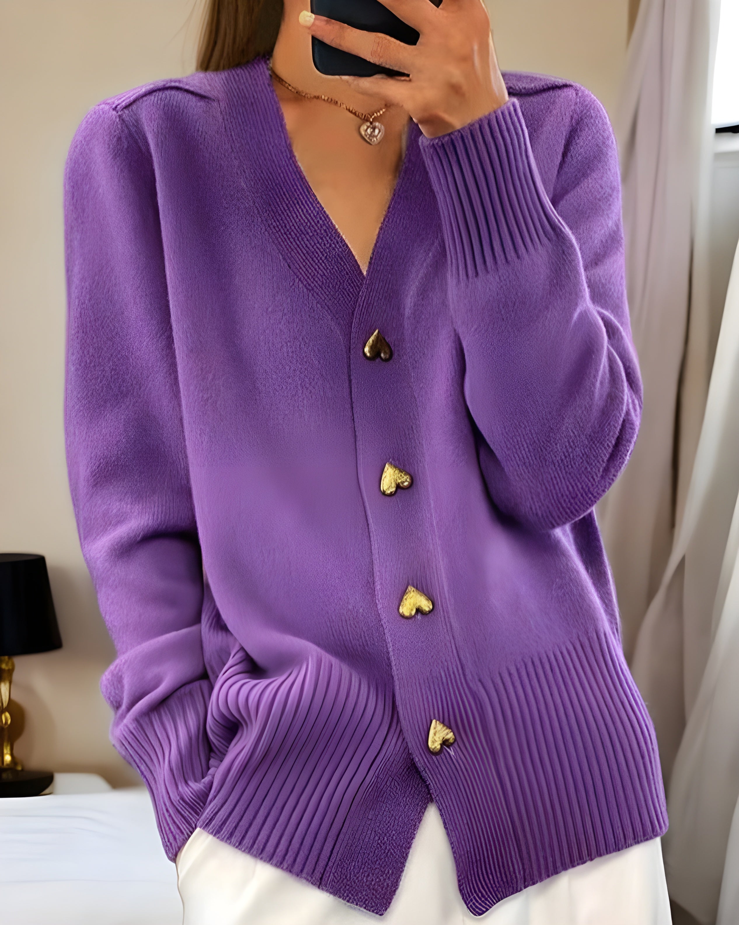 Women's Heart Button Cardigan