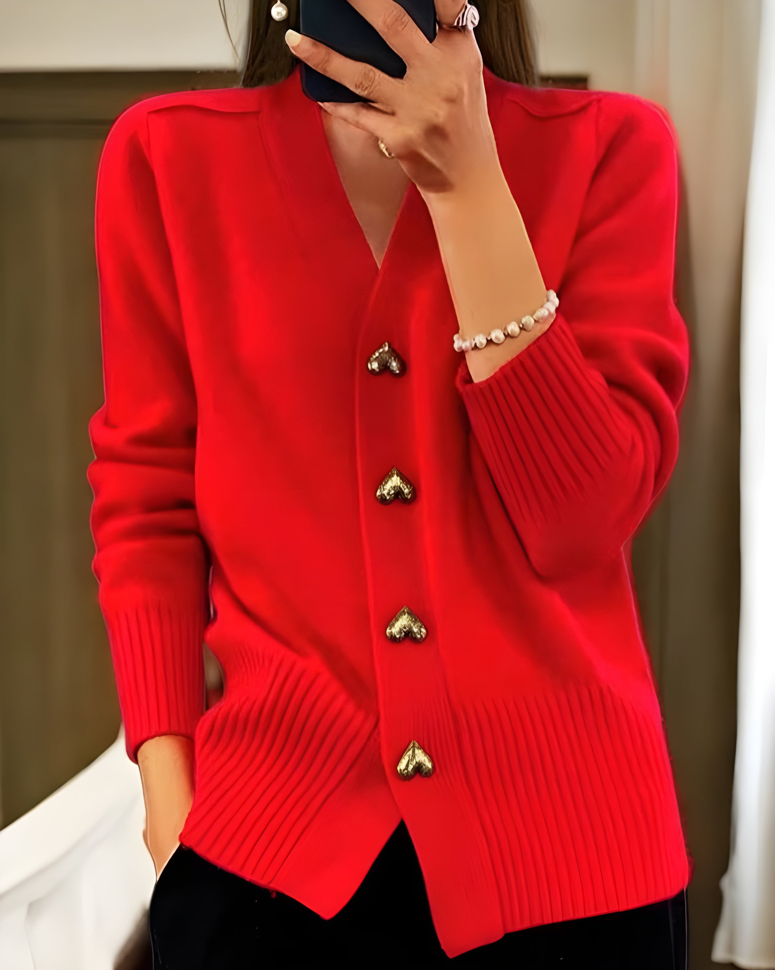 Women's Heart Button Cardigan