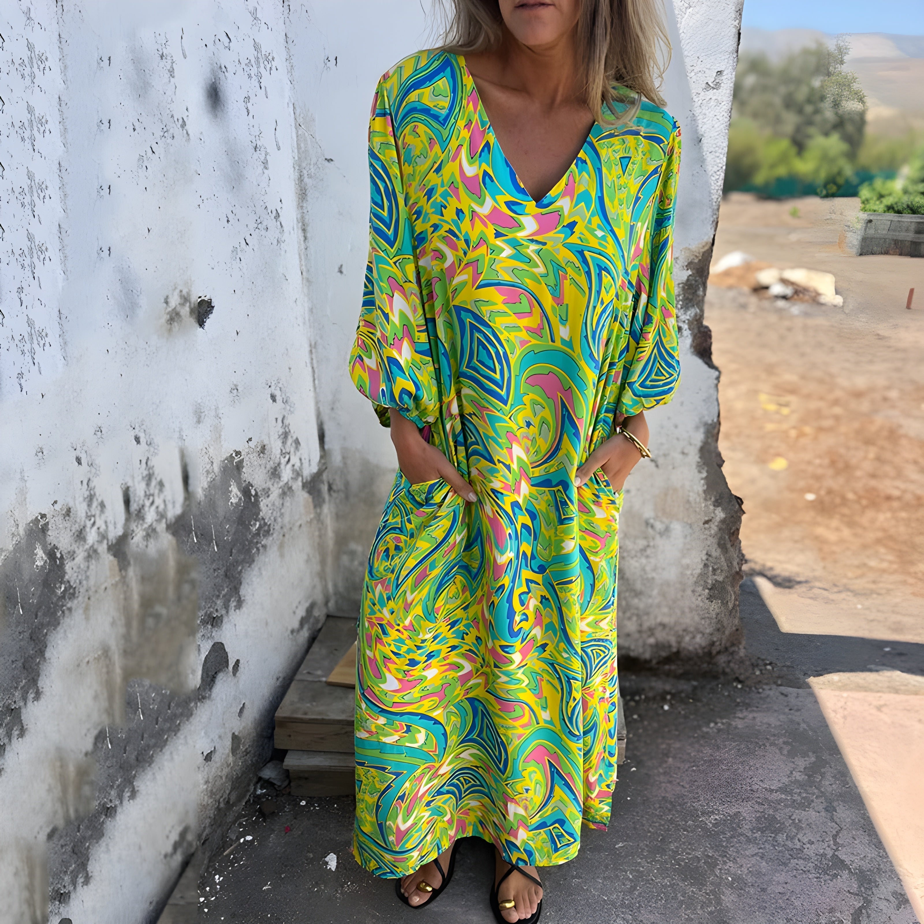 Maxi Dress with Hidden Pockets – Green