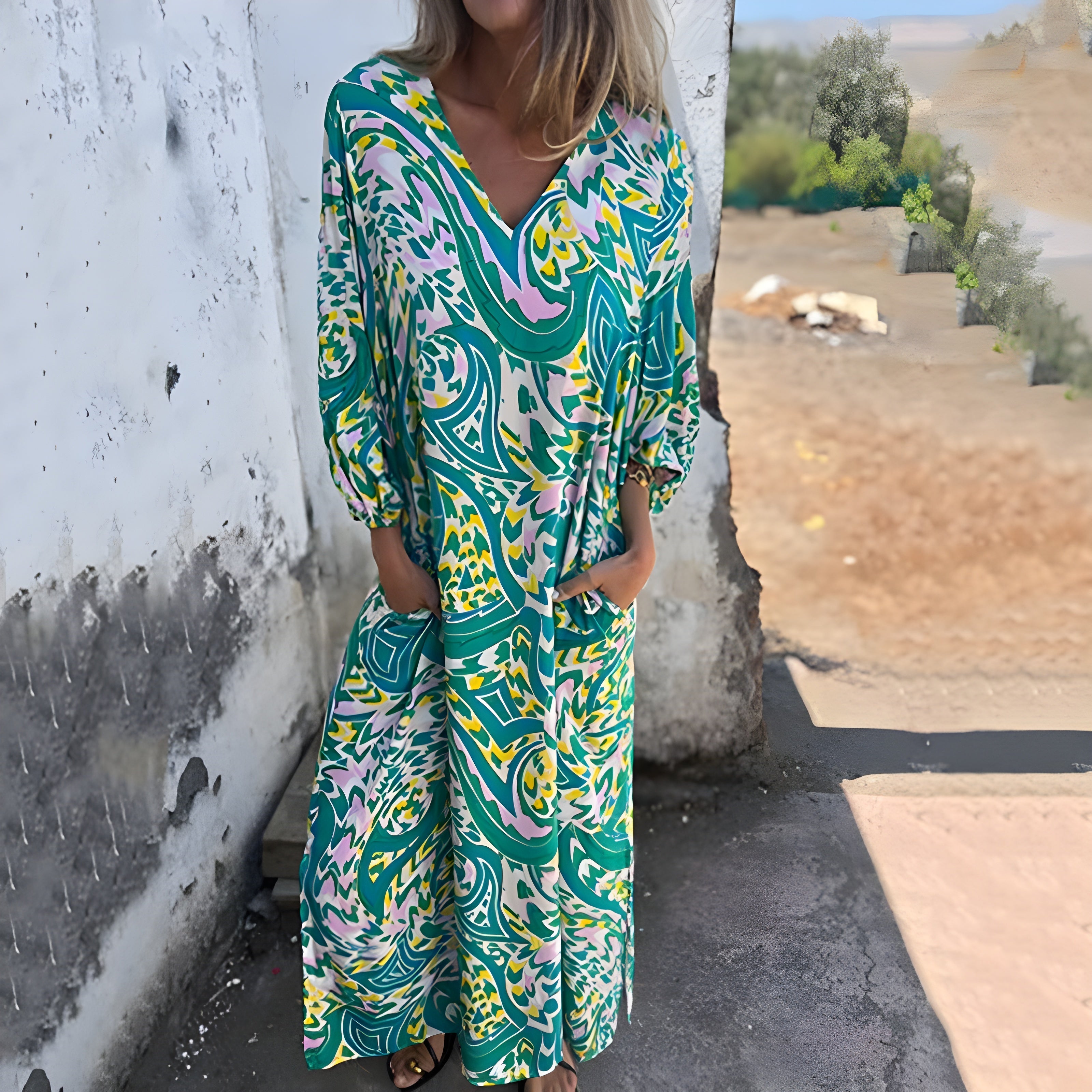 Maxi Dress with Hidden Pockets – Green
