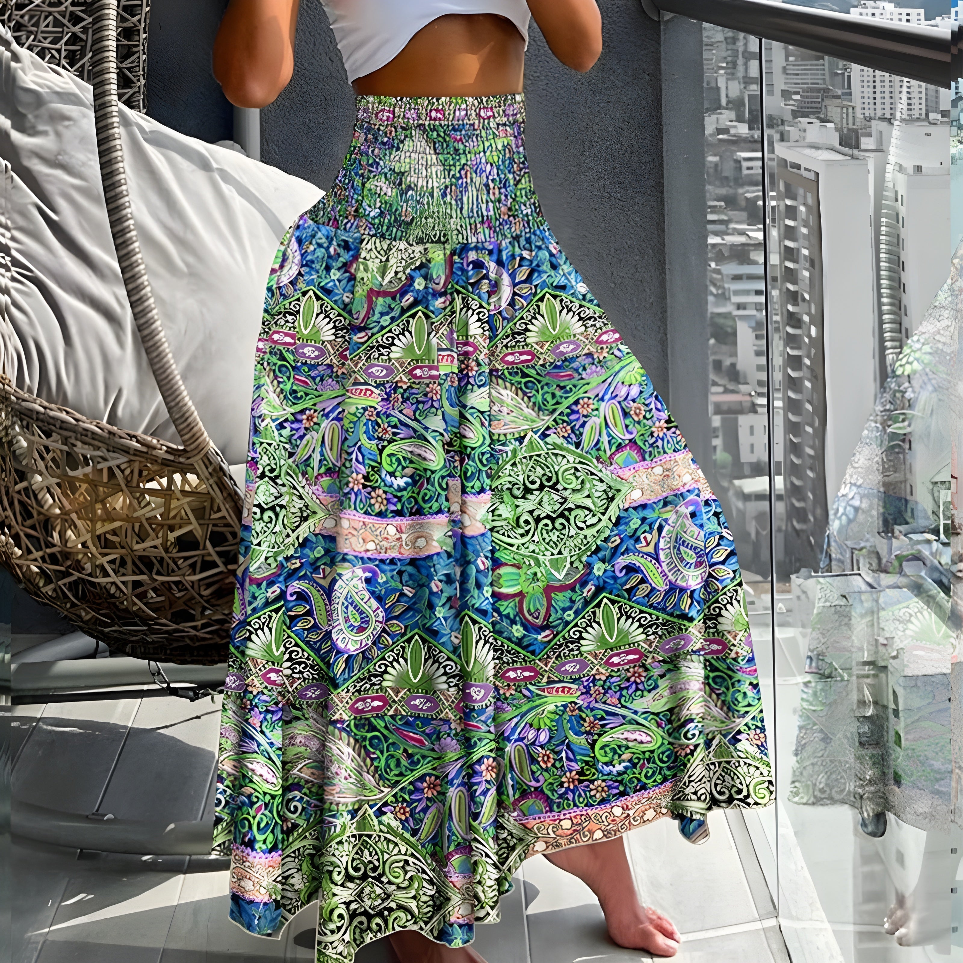 Boho Paisley Maxi Skirt