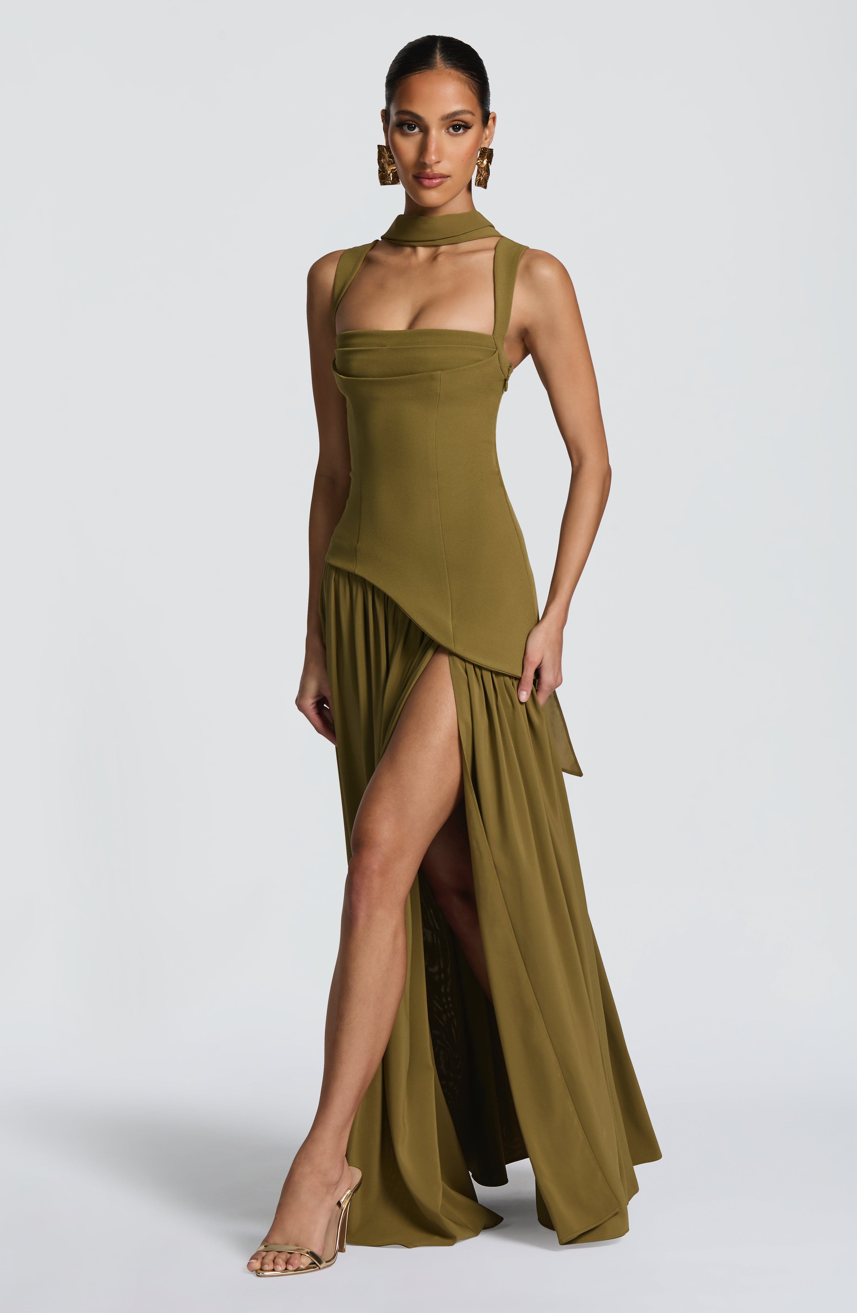 Valencia Maxi Dress – Deep Olive