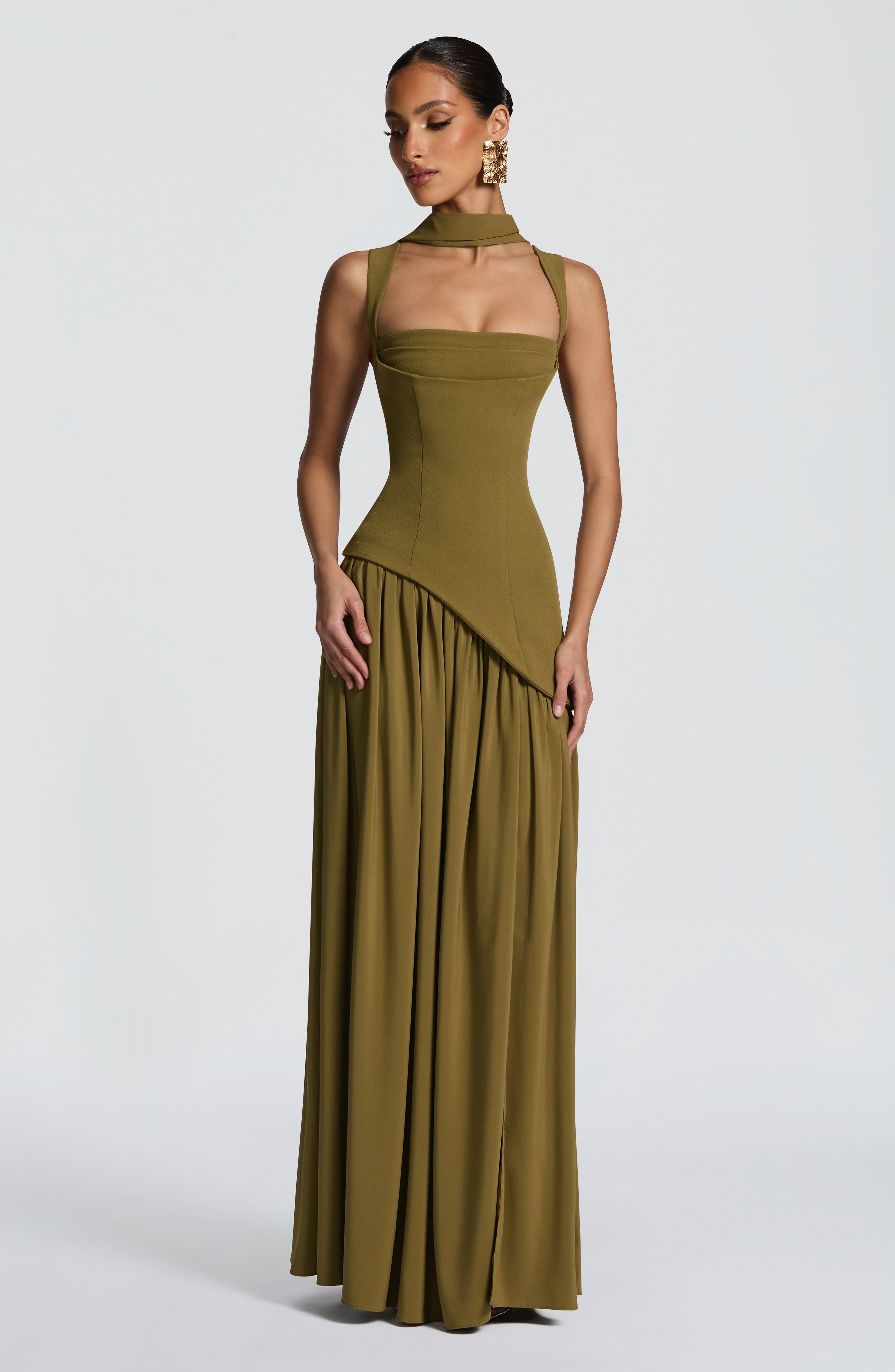 Valencia Maxi Dress – Deep Olive