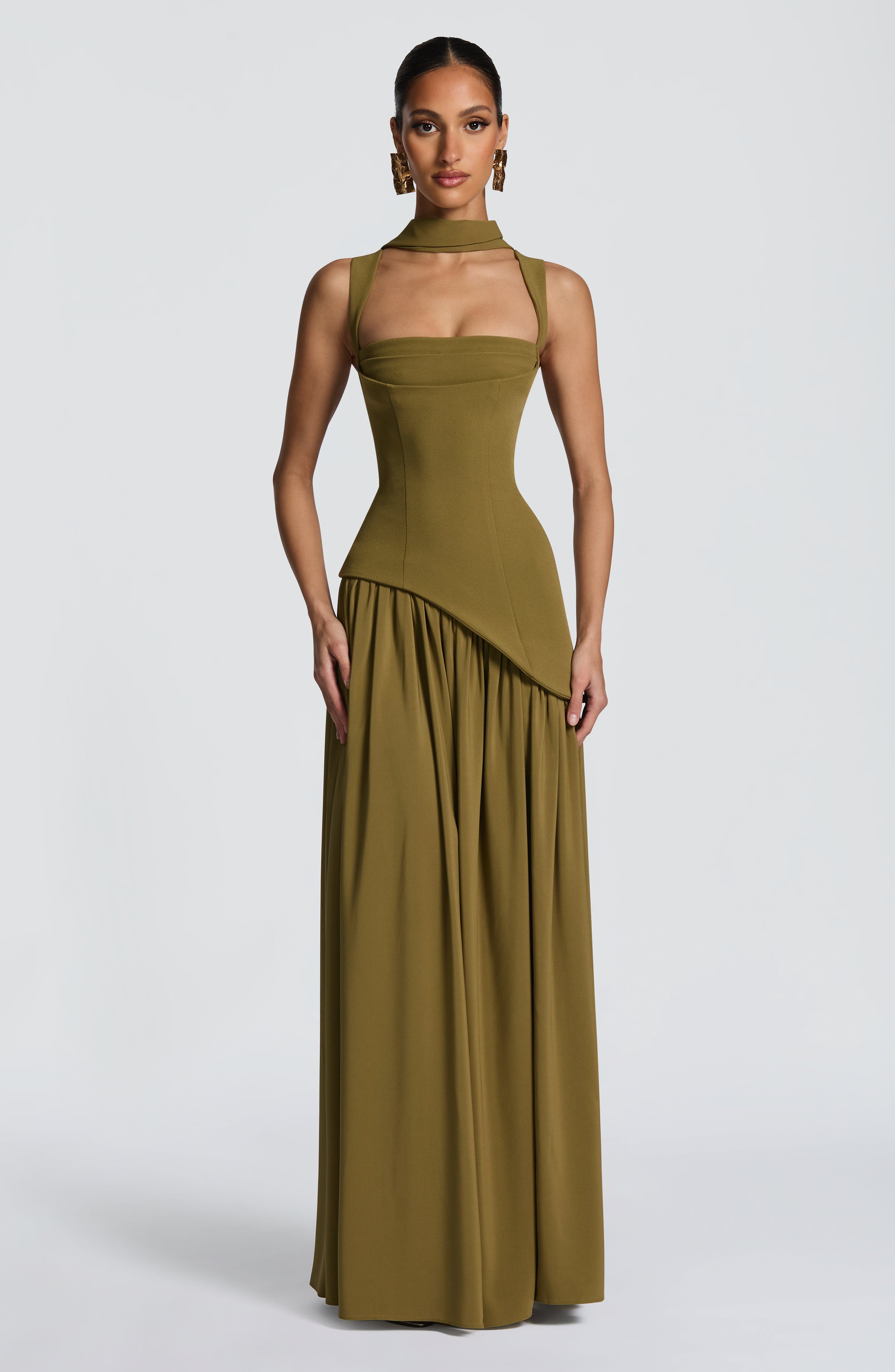 Valencia Maxi Dress – Deep Olive