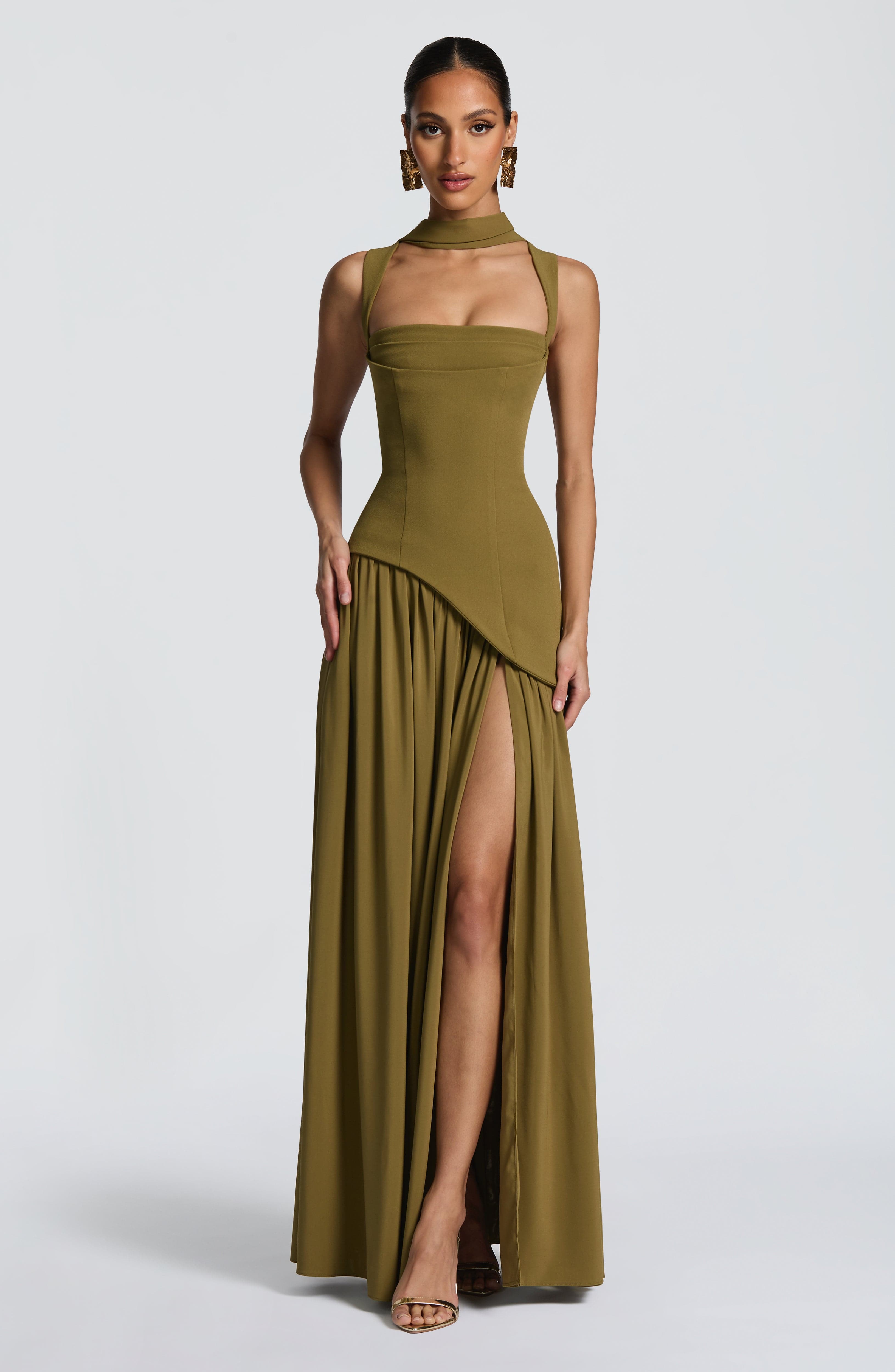 Valencia Maxi Dress – Deep Olive