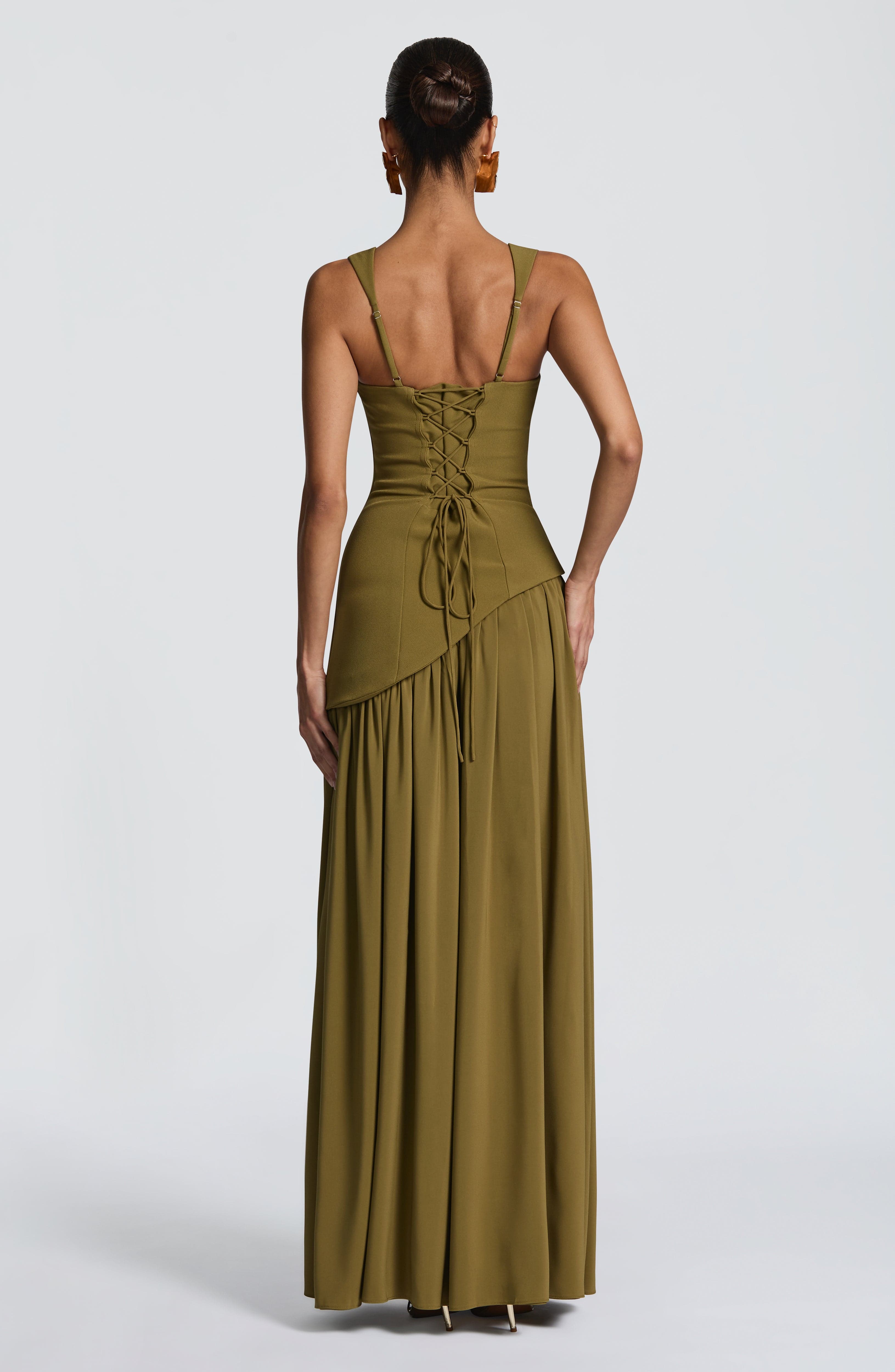Valencia Maxi Dress – Deep Olive