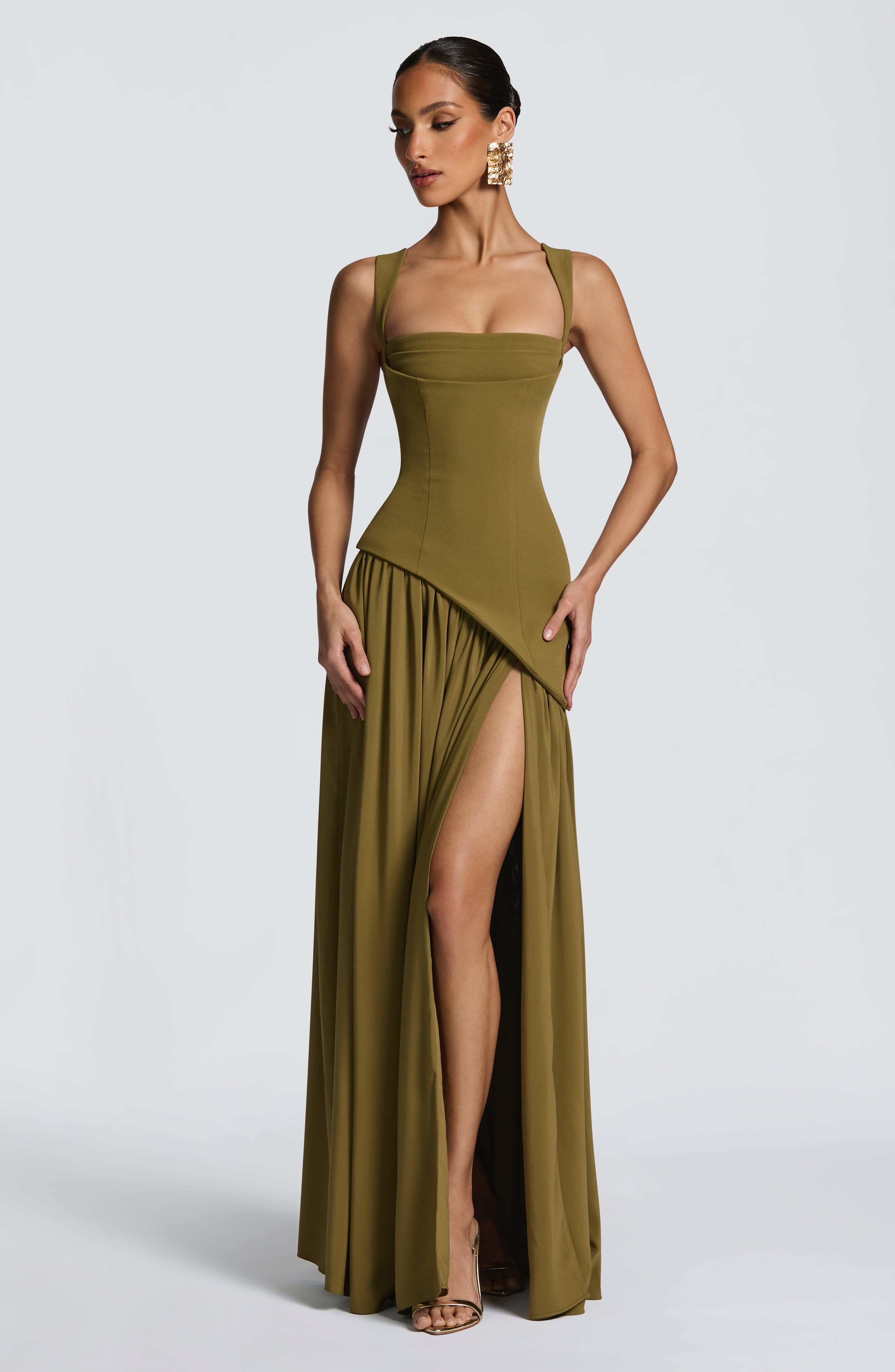 Valencia Maxi Dress – Deep Olive