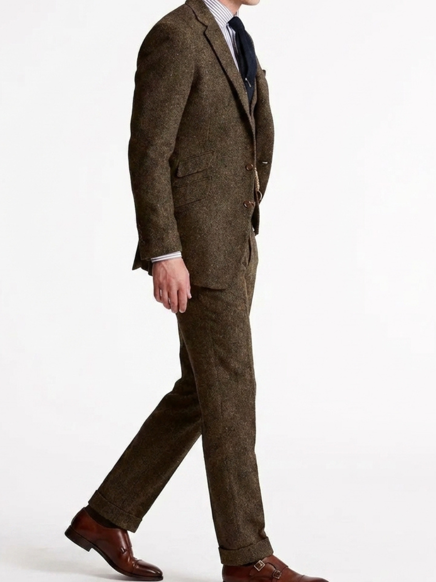 Men's Slim Fit Tweed Three-Piece Suit