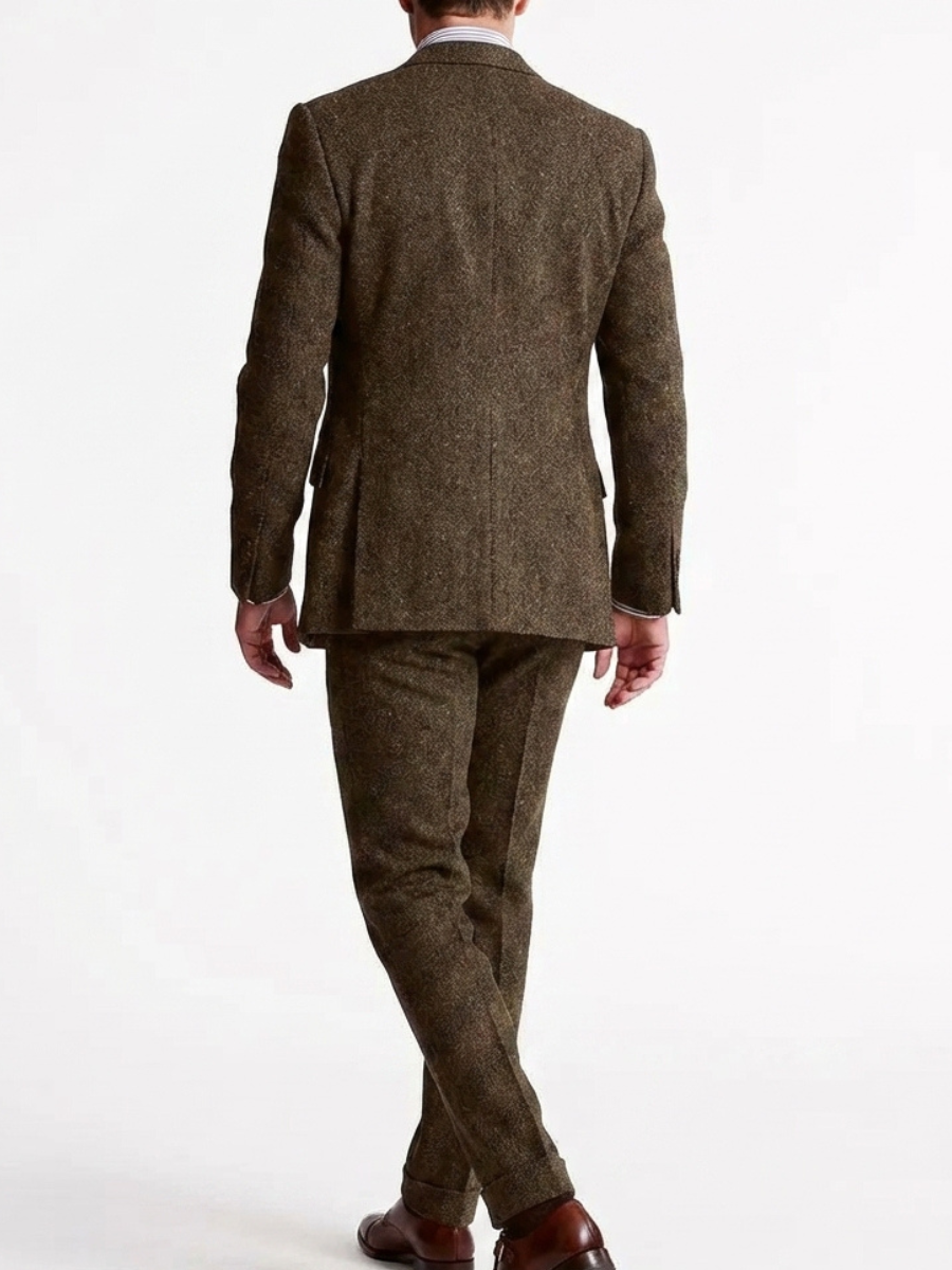 Men's Slim Fit Tweed Three-Piece Suit