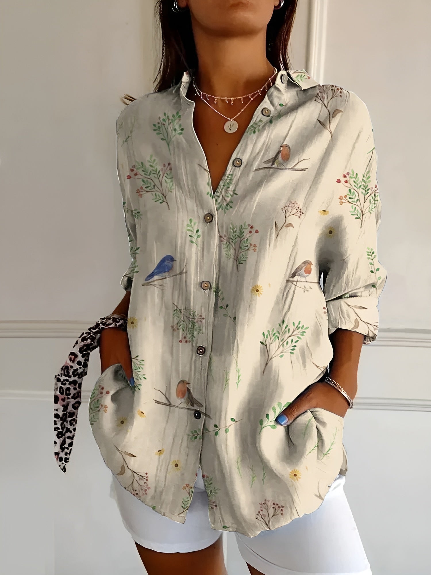 Women's Floral Button Blouse