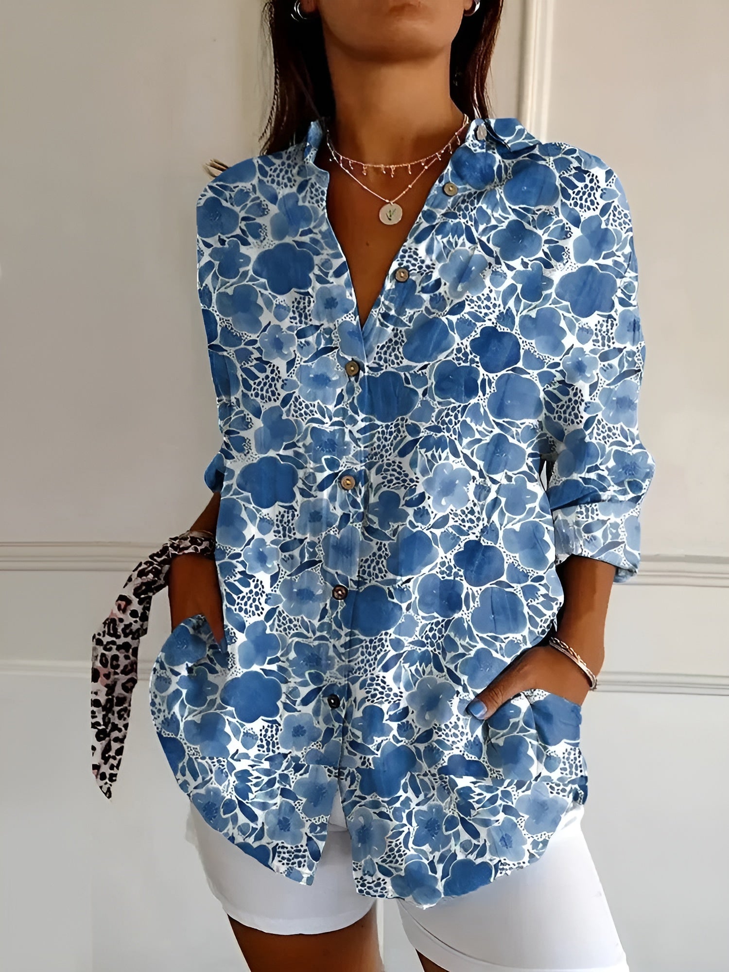 Women's Floral Button Blouse