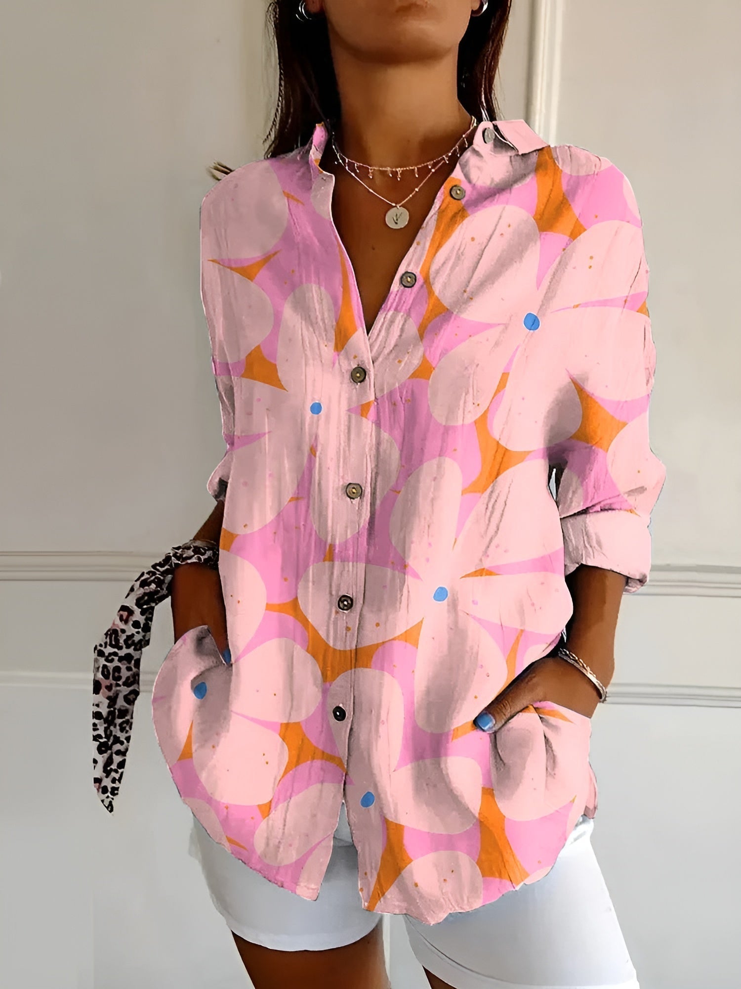 Women's Floral Button Blouse
