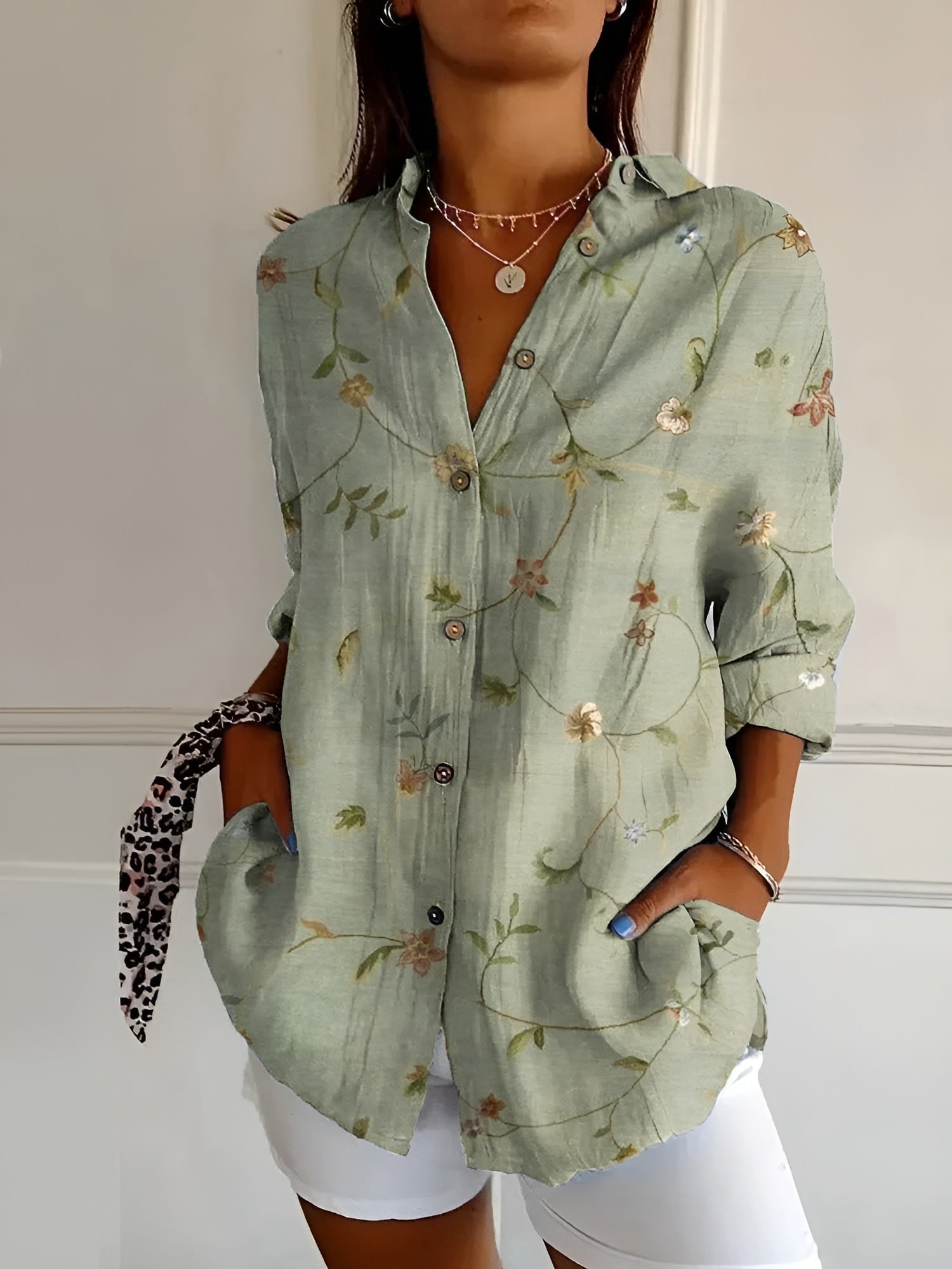 Women's Floral Button Blouse