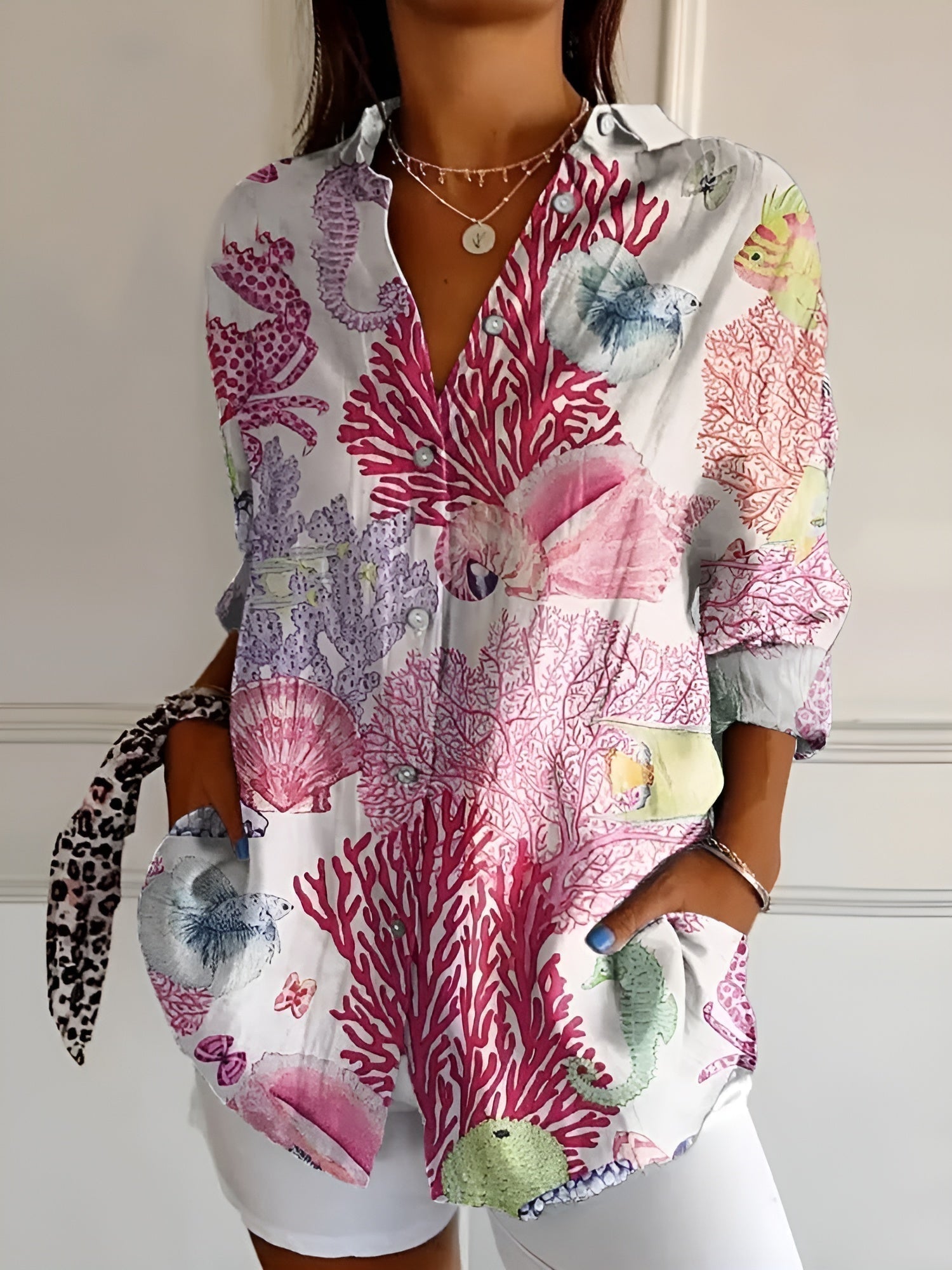 Women's Floral Button Blouse