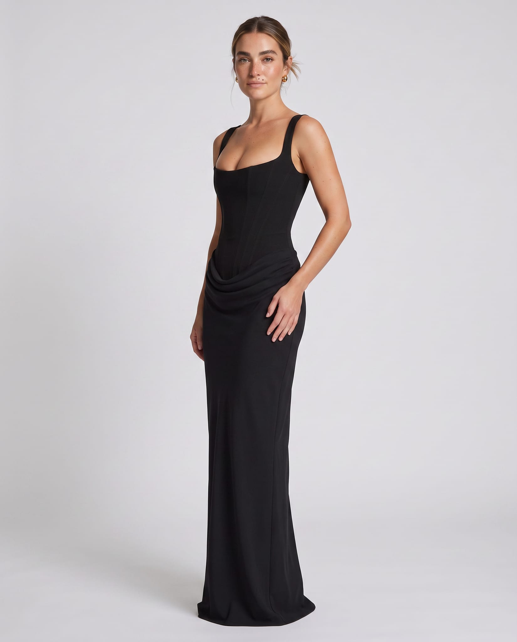Vienna Maxi Dress – Black | Corset Bodice Formal Maxi Gown