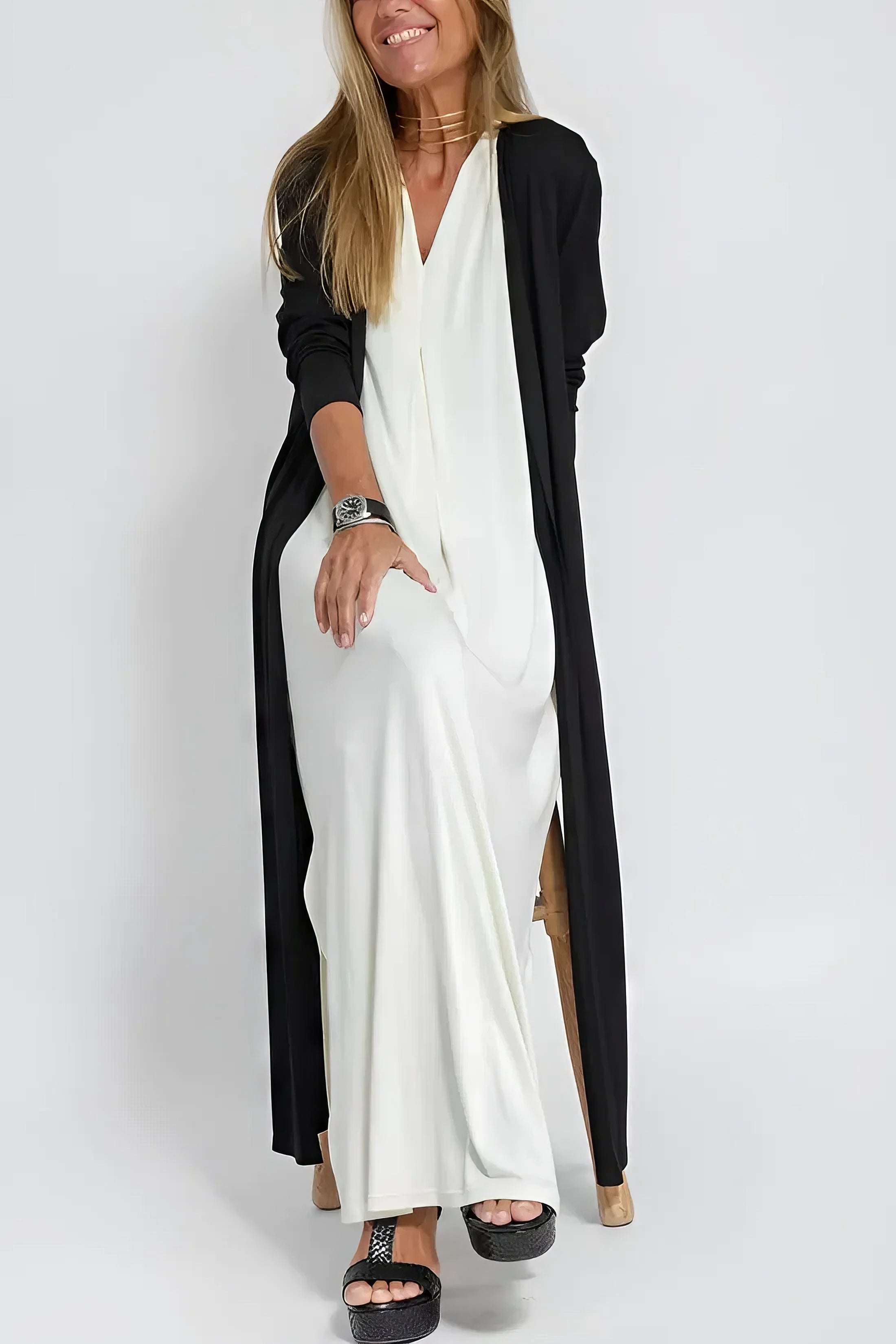 Maxi Dress with Matching Cardigan