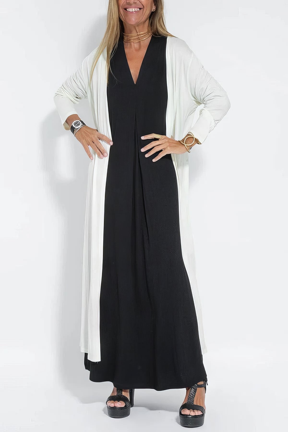 Maxi Dress with Matching Cardigan