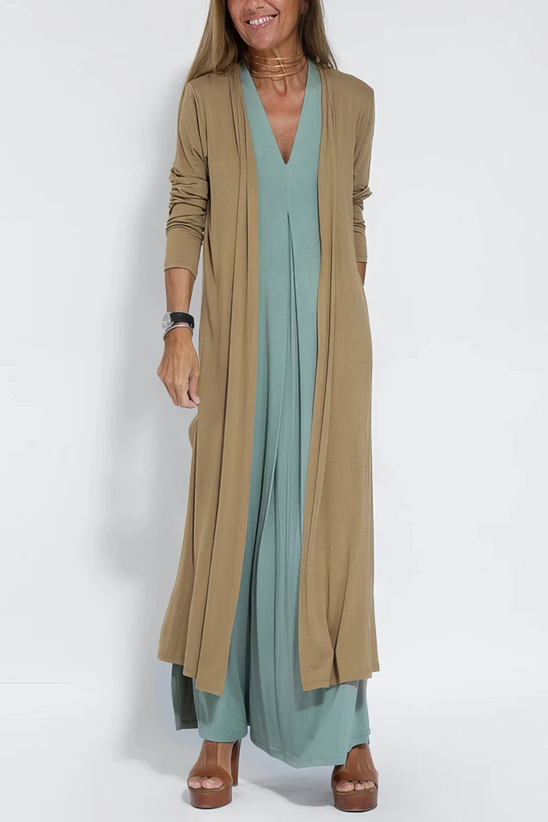 Maxi Dress with Matching Cardigan
